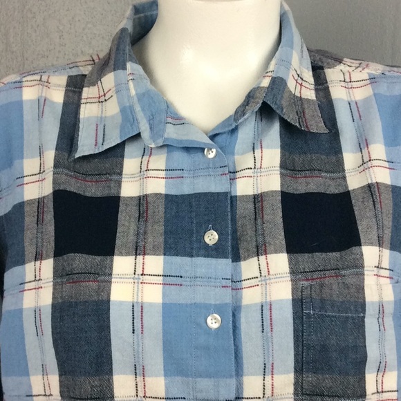 JMS Woman’s Blue Plaid Long Sleeve Shirt Sz 26/28W - Picture 2 of 6